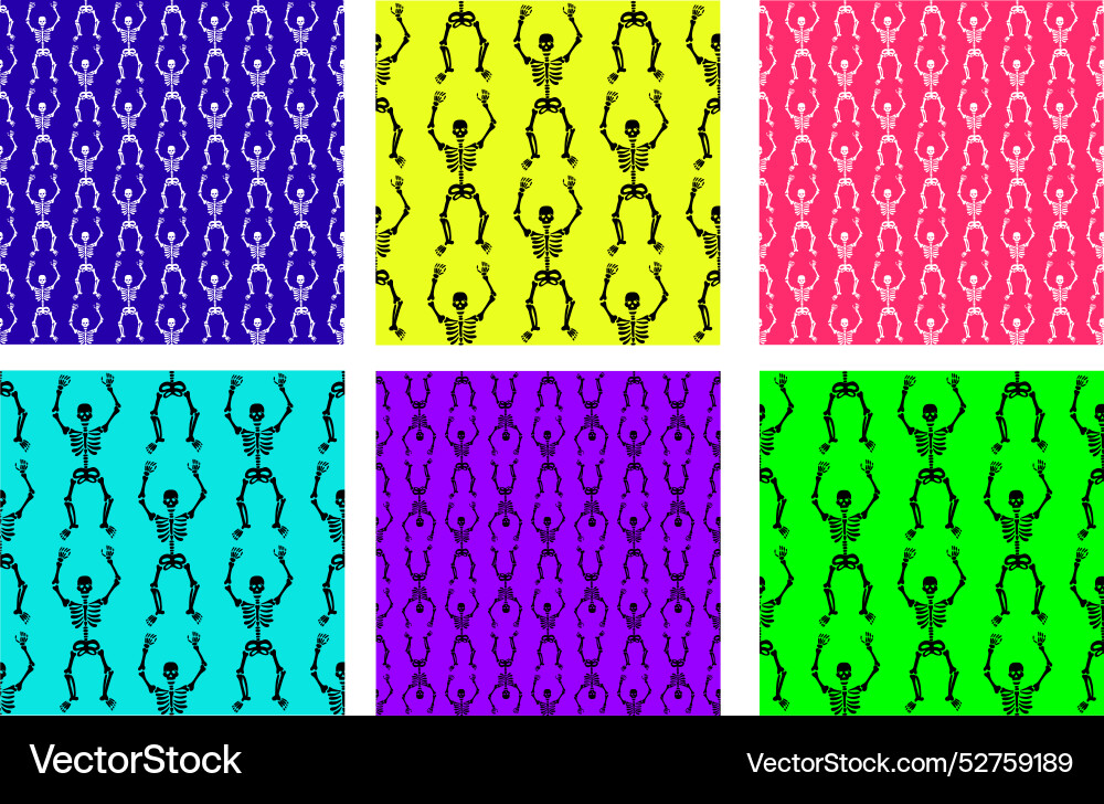 Skeletons seamless patterns Skeletons seamless patterns vector image
