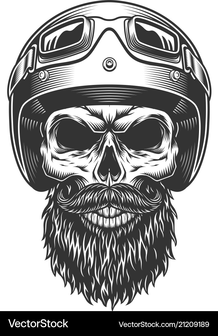 Vintage Biker Skull Vector Image