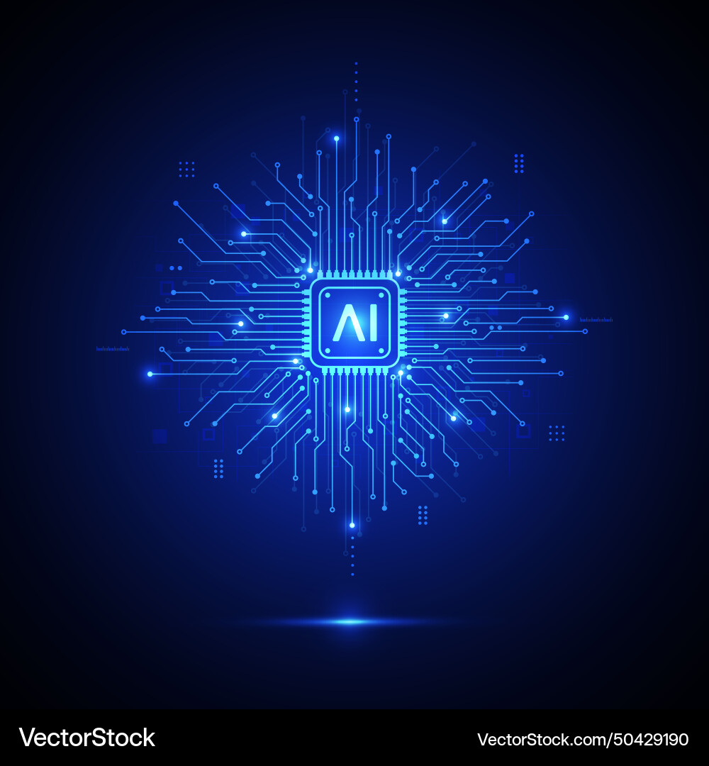 Artificial intelligence circuit line style Artificial intelligence circuit line style vector image