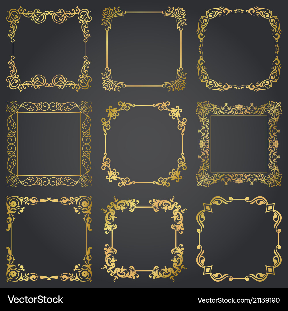 Gold Decorative Frames & Borders vector image