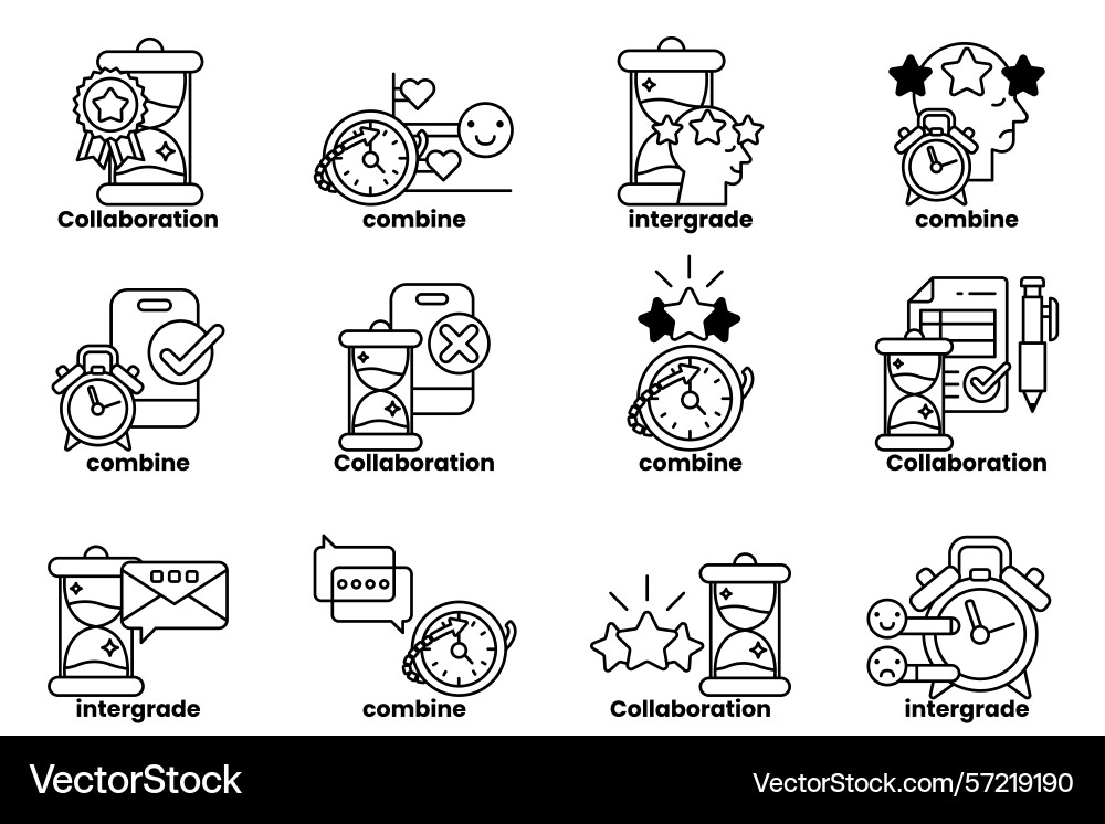 Image is a collection of different time-related Image is a collection of different time-related vector image