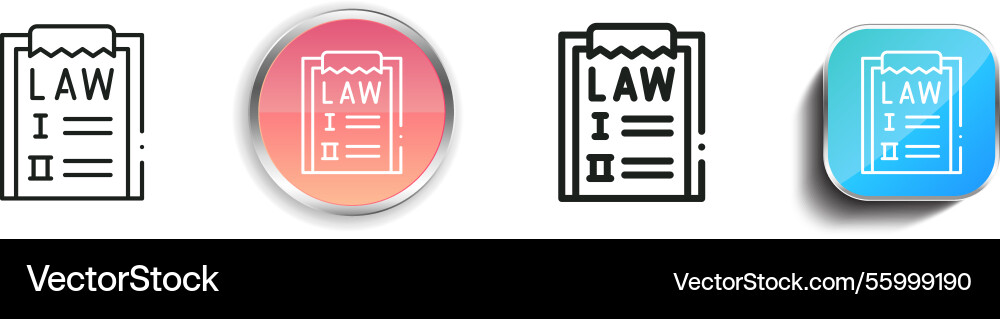 Law icon thin linear regular and button style Law icon thin linear regular and button style vector image