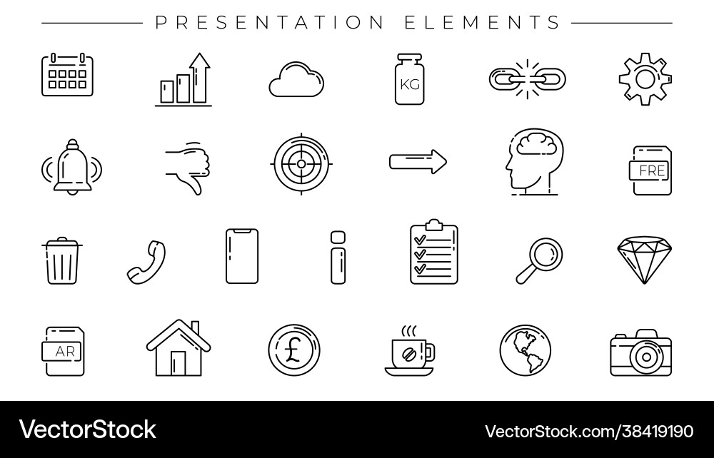 Presentation elements concept line style Presentation elements concept line style vector image