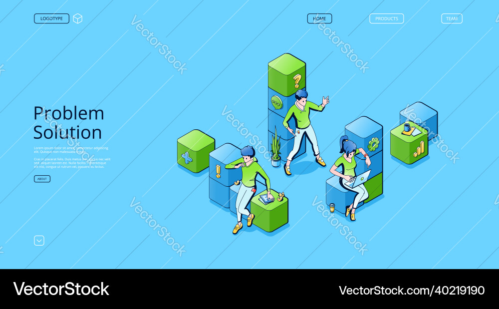 Problem solution isometric landing page business Problem solution isometric landing page business Vector Image