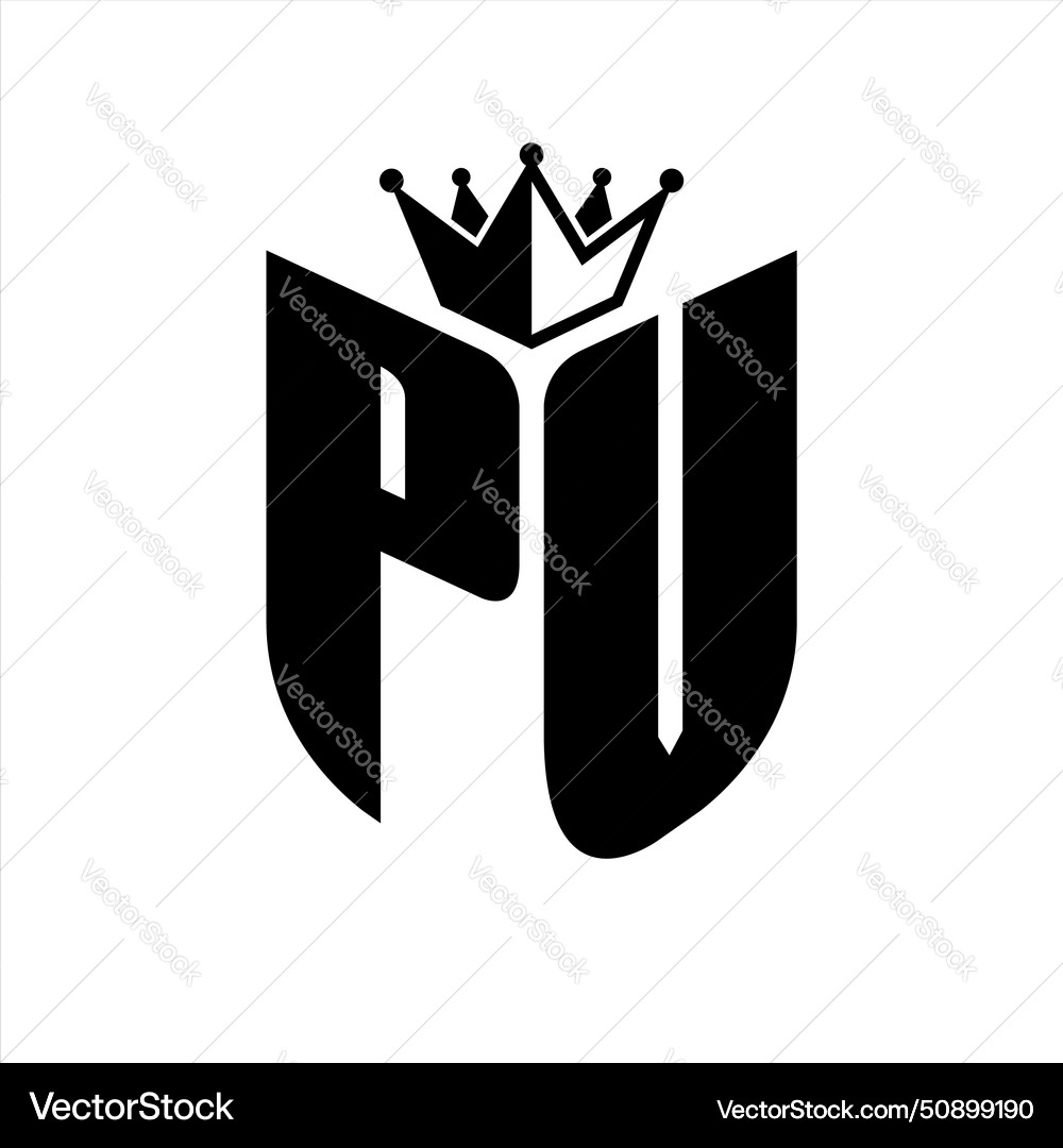 Pv letter monogram with shield shape crown Vector Image