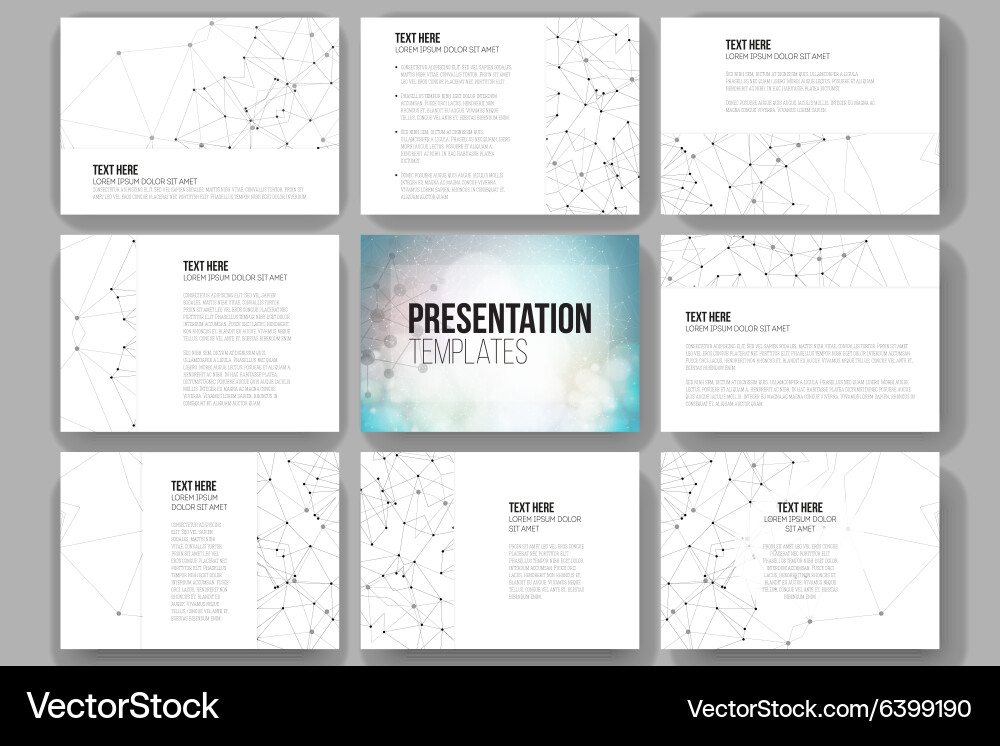 Set of 9 templates for presentation slides vector image