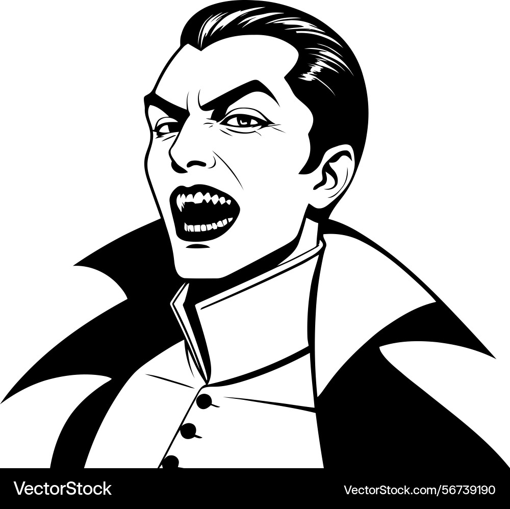 Silhouette of classic vampire portrait with sharp Vector Image
