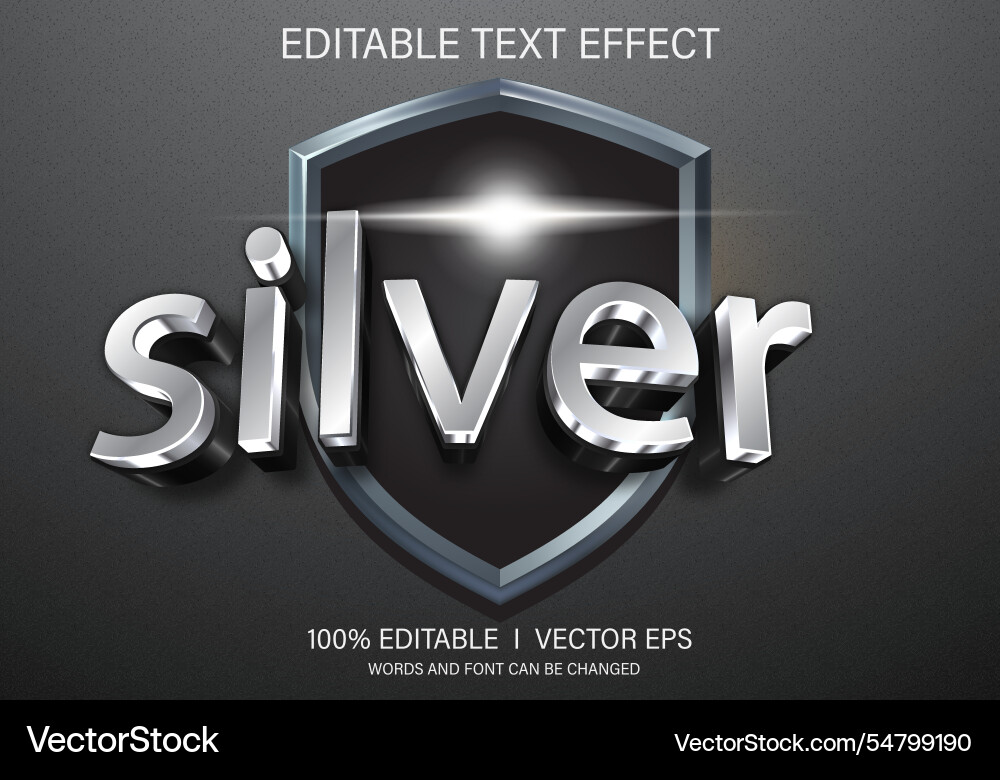 Silver 3d text effect with modern style design Silver 3d text effect with modern style design vector image