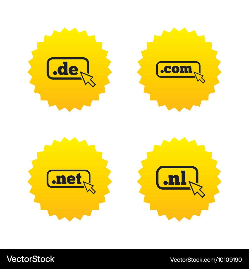 Top-level domains signs de com net and nl Vector Image