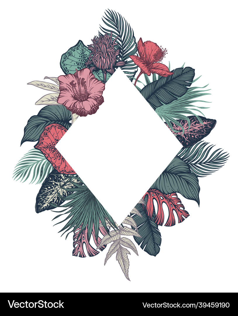 Tropical Floral Frame vector image