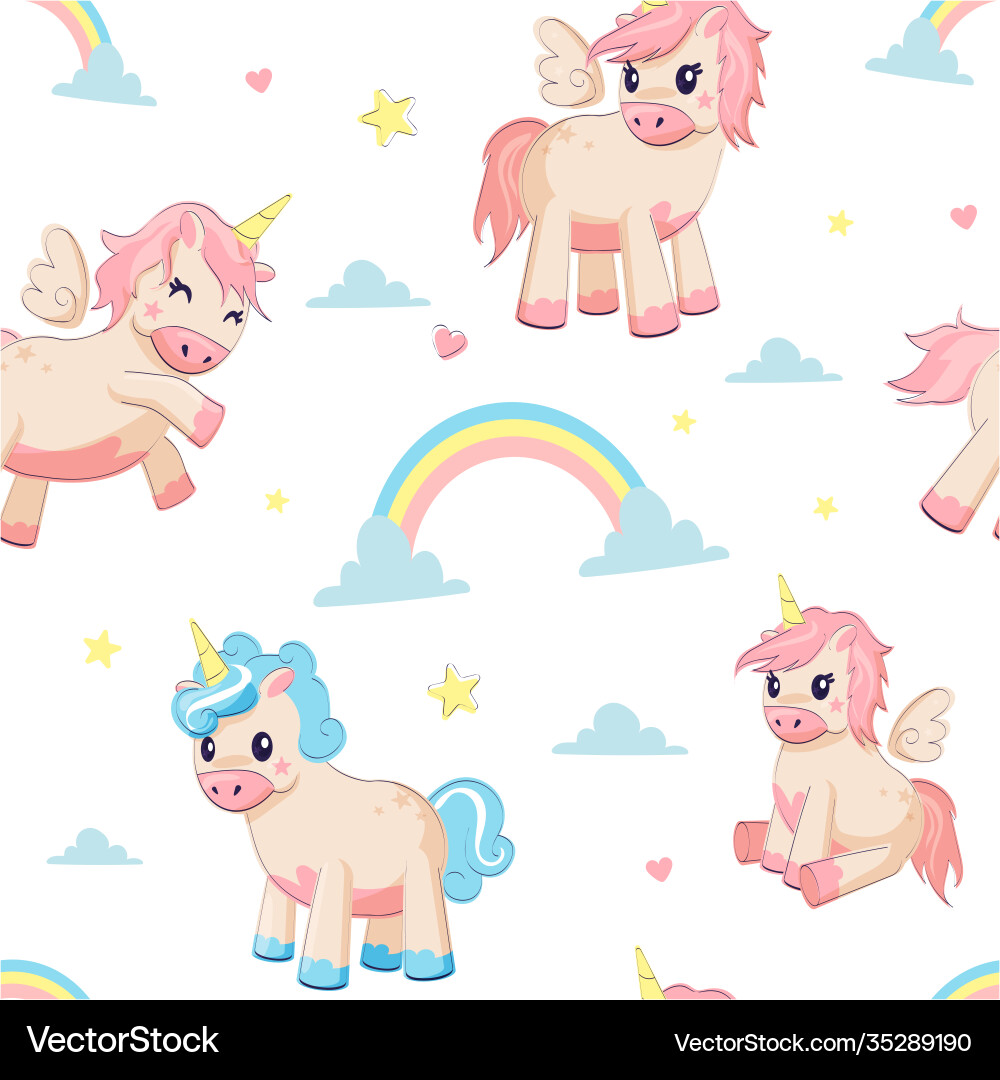 Unicorn pattern seamless texture with fairy tale Unicorn pattern seamless texture with fairy tale vector image