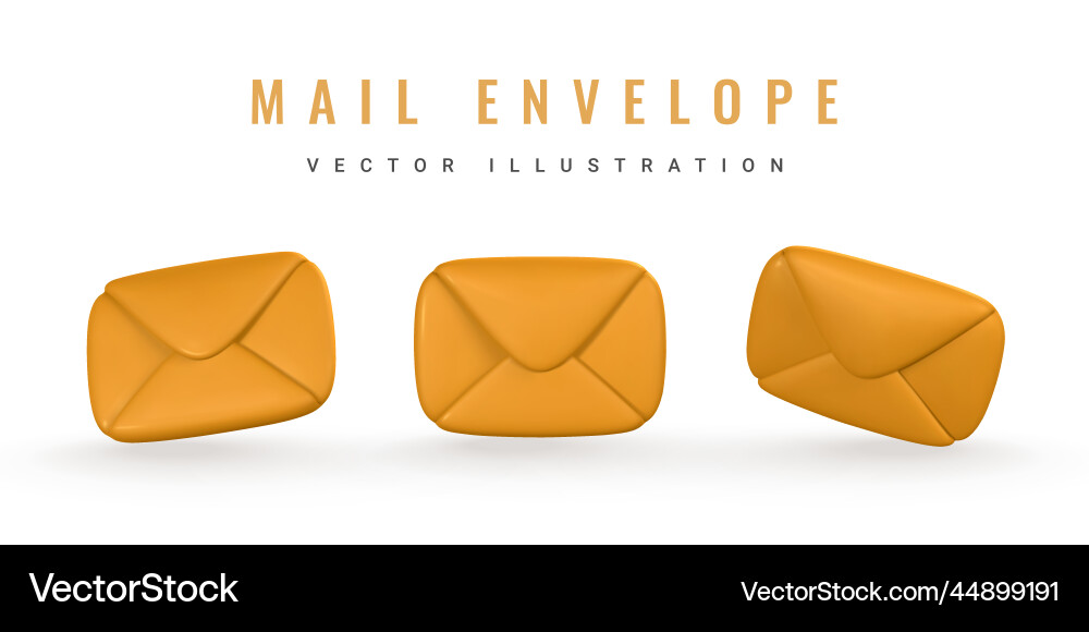 3d realistic mail envelope icon incoming vector image