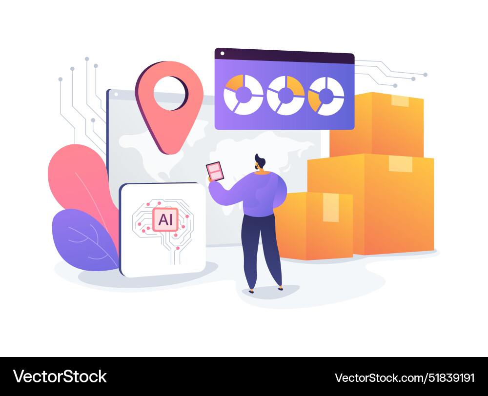 Ai-streamlined routine inquiries handling abstract Vector Image