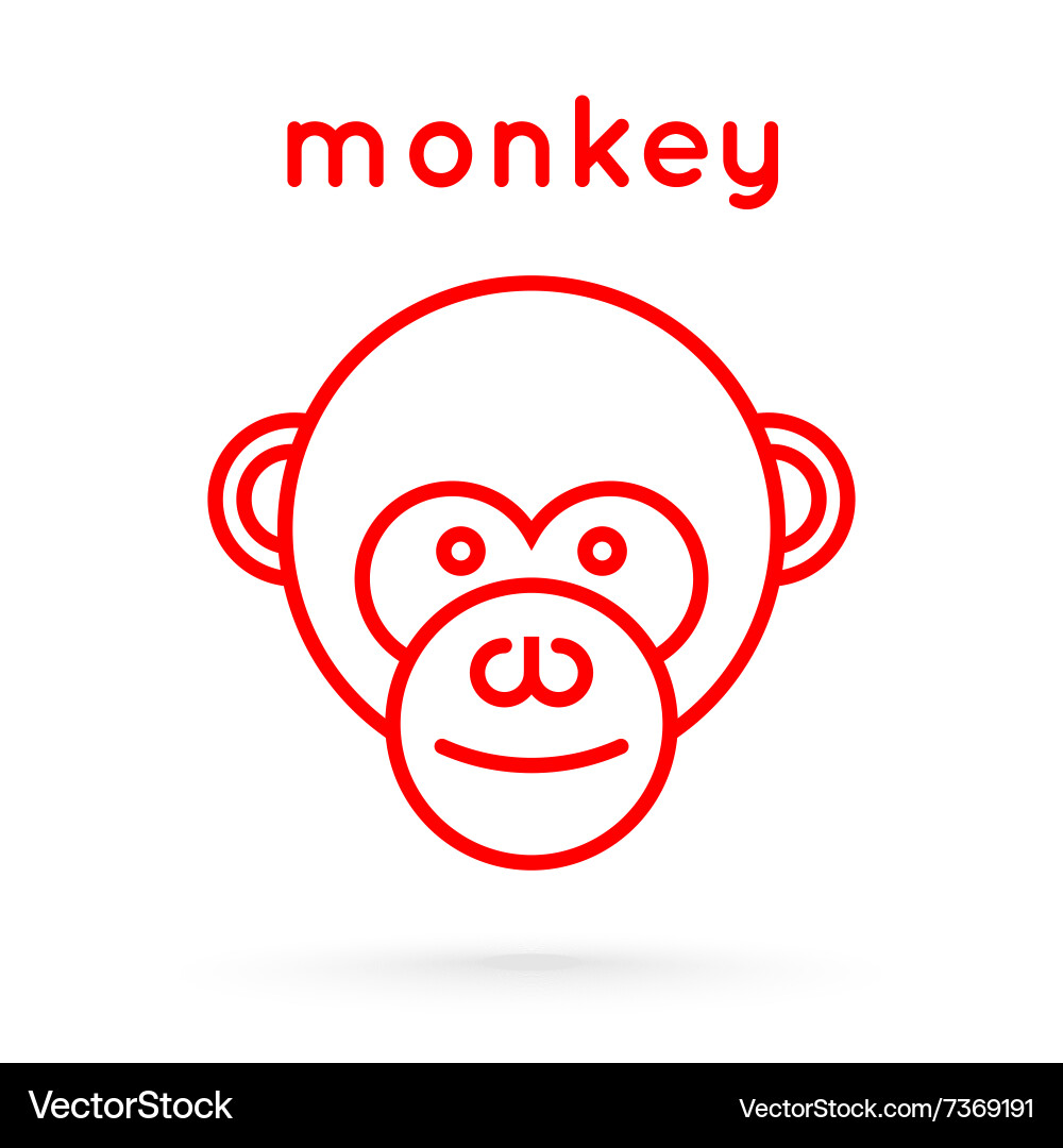 Line style logotype template with a monkey vector image