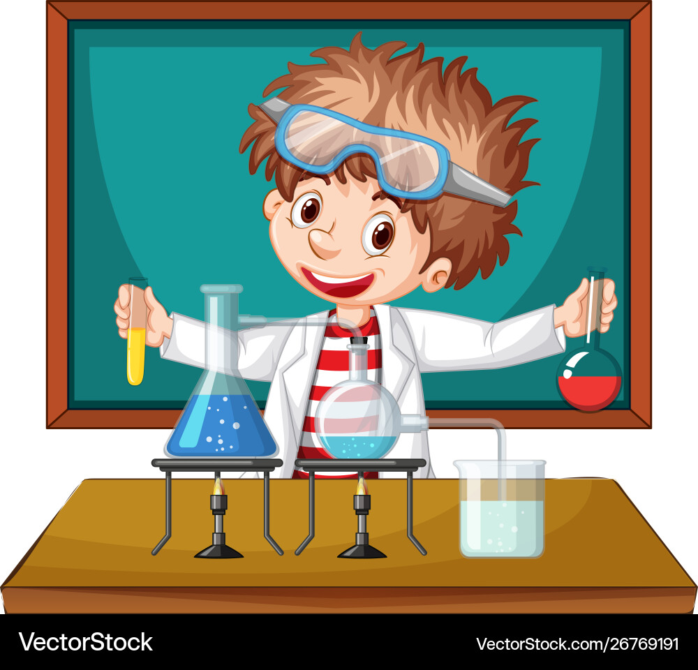 Scientist in Lab with Science Tools vector image