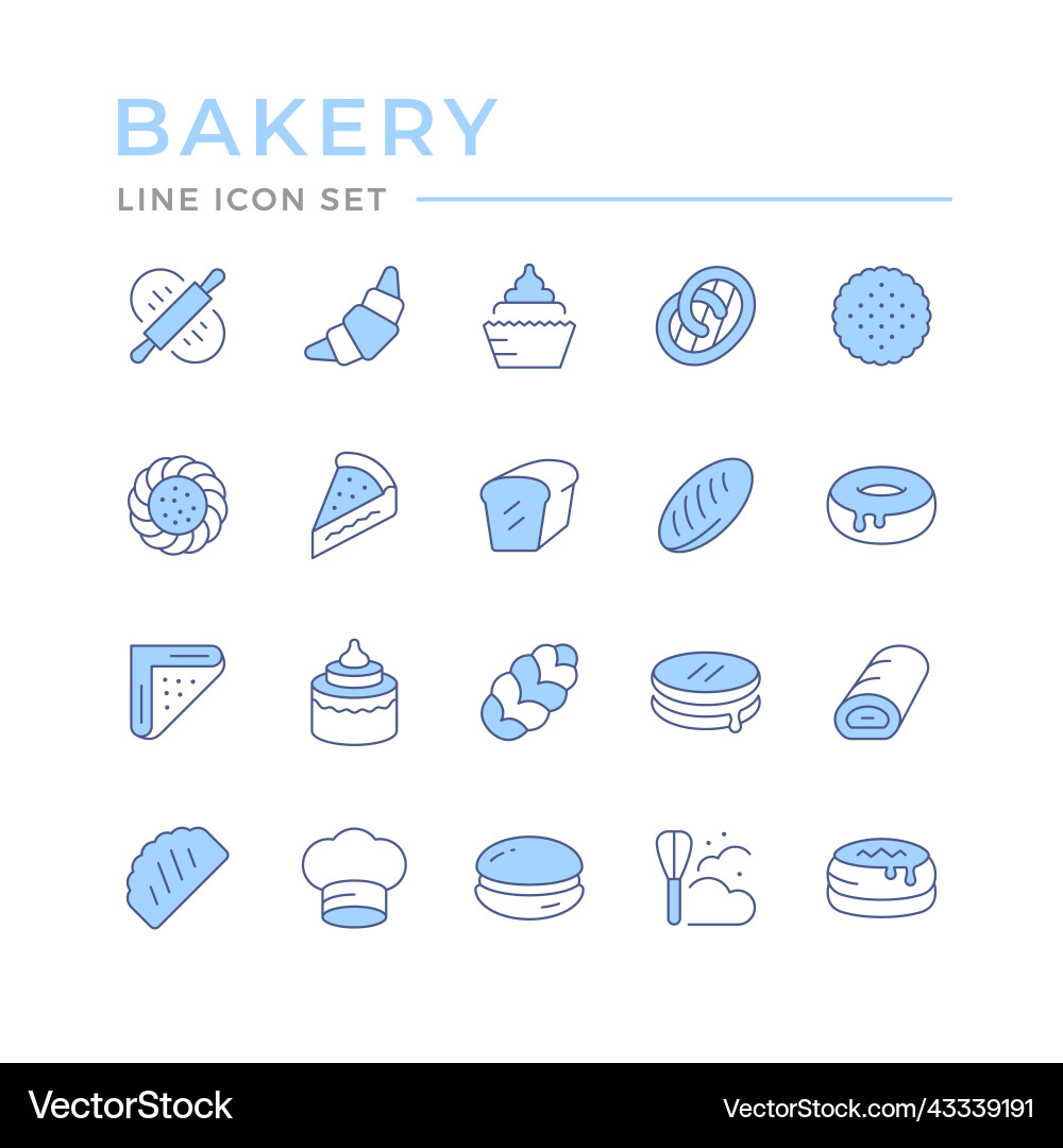 Set color line icons of bakery Set color line icons of bakery vector image