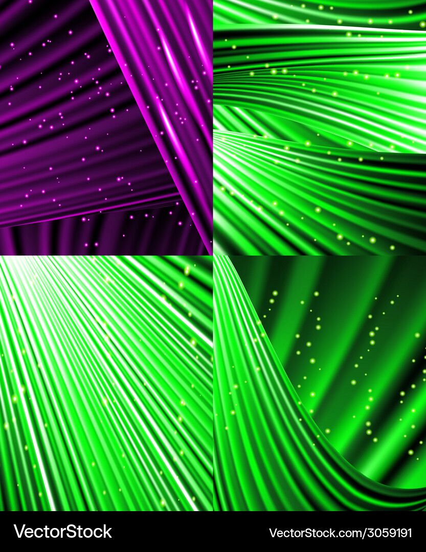 Set of abstract luminous rays background Vector Image
