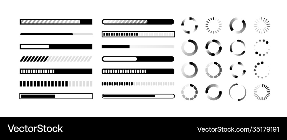 Status bar circle and line indicators for upload Status bar circle and line indicators for upload vector image