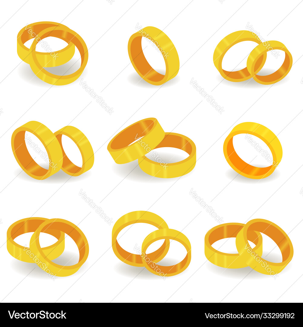 3d Set mit Goldringen im realistischen Stil 3d Set mit Goldringen im realistischen Stil vektorbild