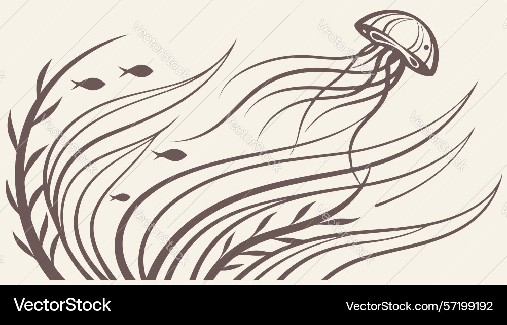 Abstract jellyfish in flowing lines design Vector Image