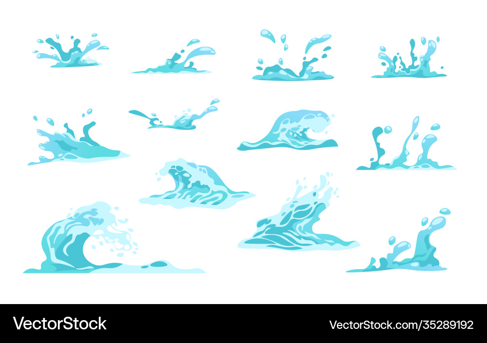 Cartoon water splash flowing wave drop or crown Cartoon water splash flowing wave drop or crown vector image