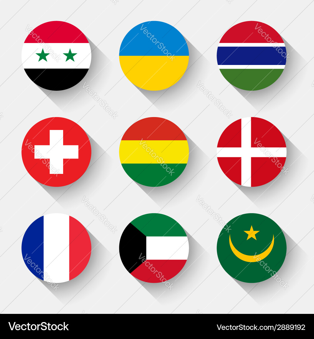 Flags of the world round buttons vector image