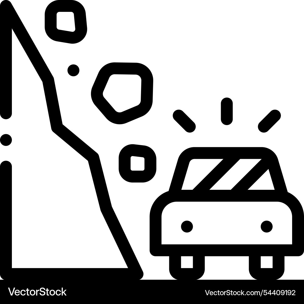 Landslide icon thin linear style design isolated Vector Image
