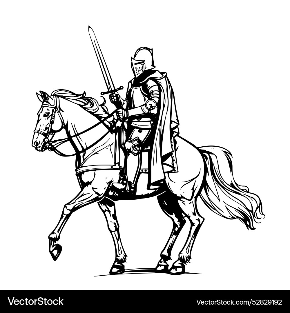 Medieval armed knight riding a horse historical Vector Image