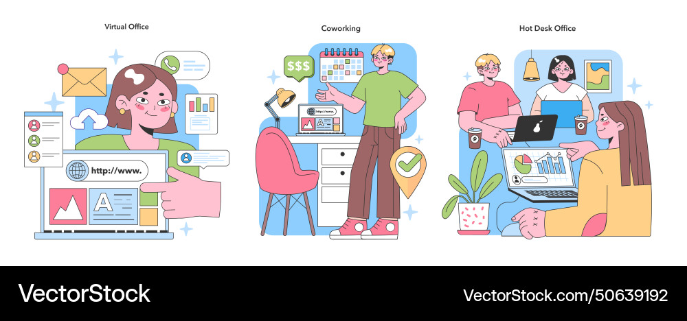Modern office flat Royalty Free Vector Image - VectorStock