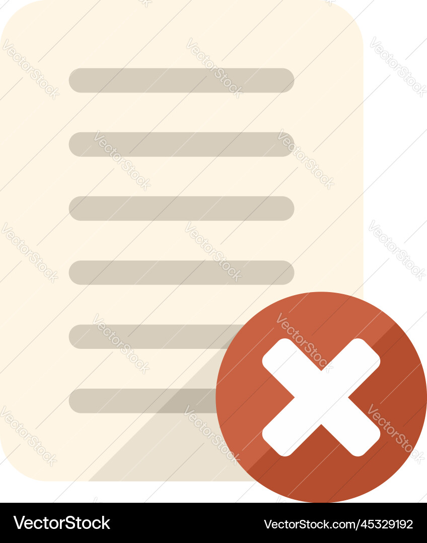 Rejected document icon flat message Rejected document icon flat message vector image