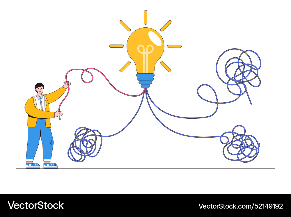 Simplify idea to find solution thought process Simplify idea to find solution thought process Vector Image