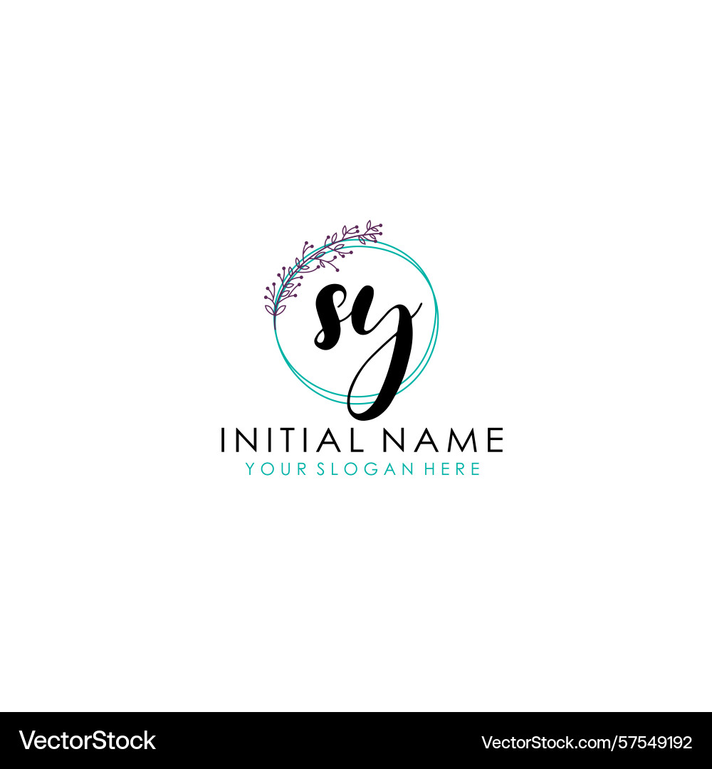 Sy initial logo with botanical circle design Vector Image