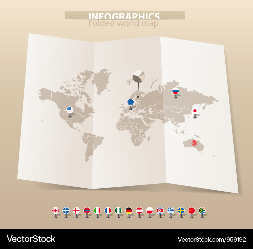 World Map with Flags vector image