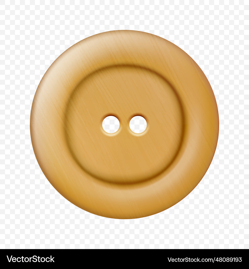 3d realistic wooden button for clothes icon 3d realistic wooden button for clothes icon vector image