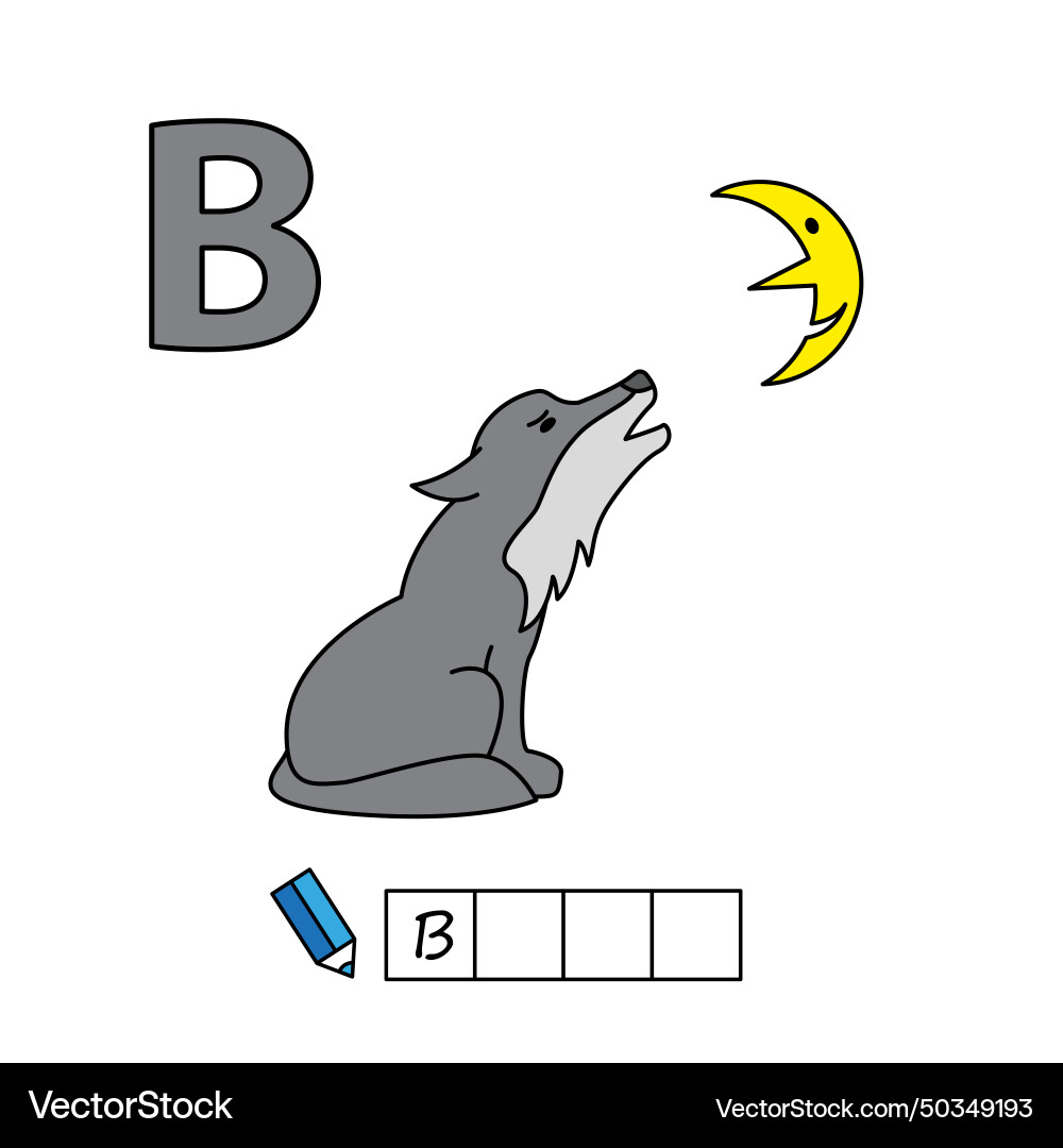 Cartoon wolf with russian alphabet Cartoon wolf with russian alphabet vector image