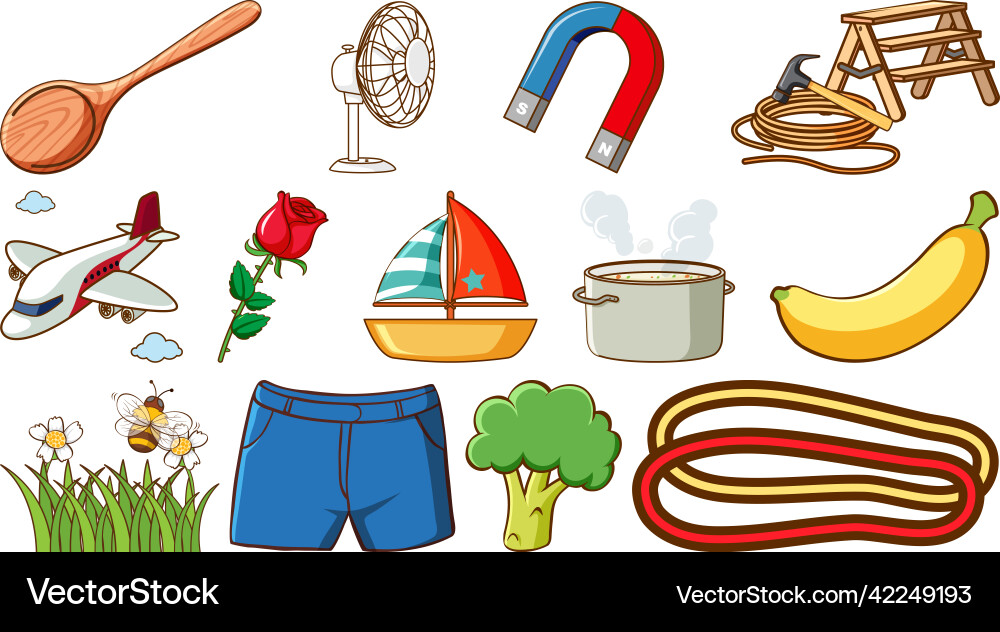 Different objects on white background vector image