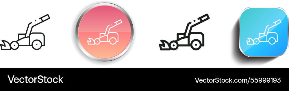 Lawn mower icon thin linear regular and button Lawn mower icon thin linear regular and button Vector Image