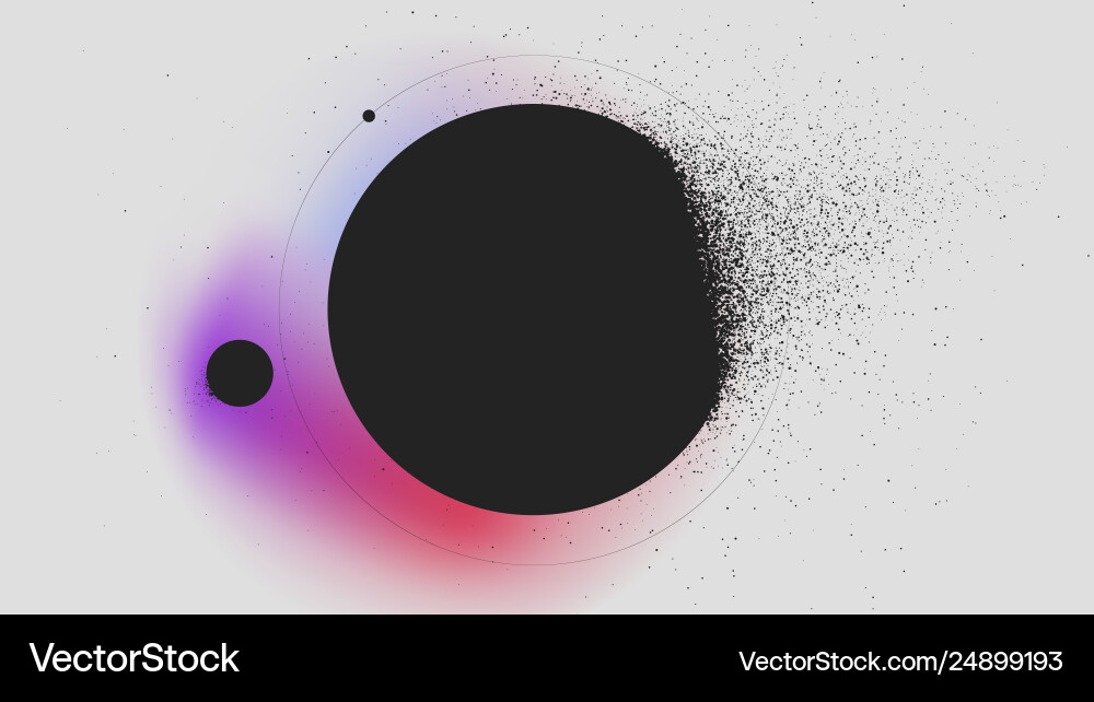 Sphere dissolves turning to dust on gradient Sphere dissolves turning to dust on gradient vector image