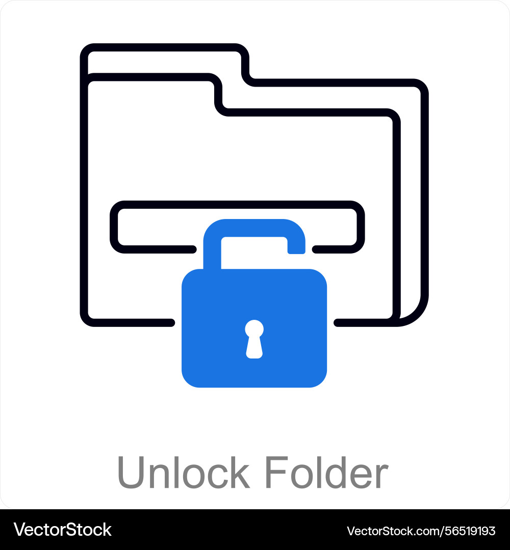 Unlock folder and file icon concept Vector Image