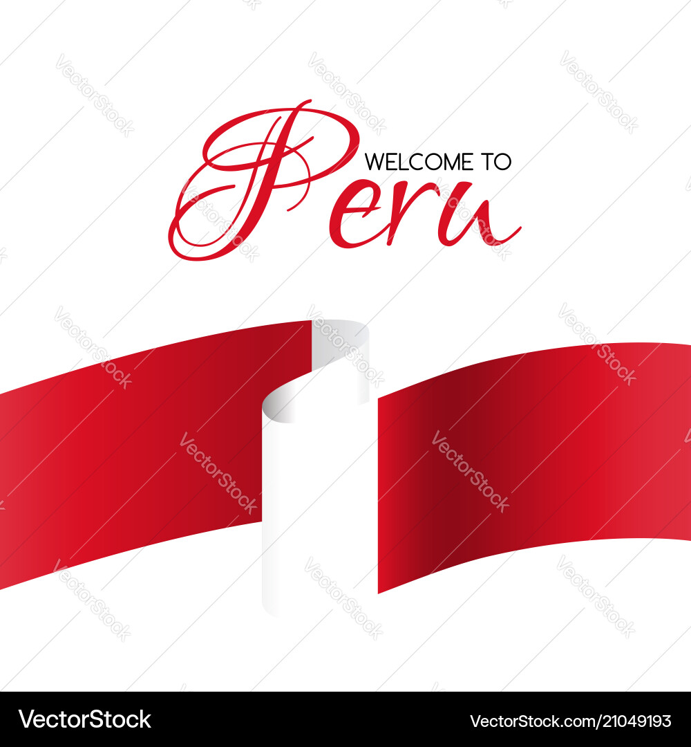 Welcome to peru card with national flag vector image