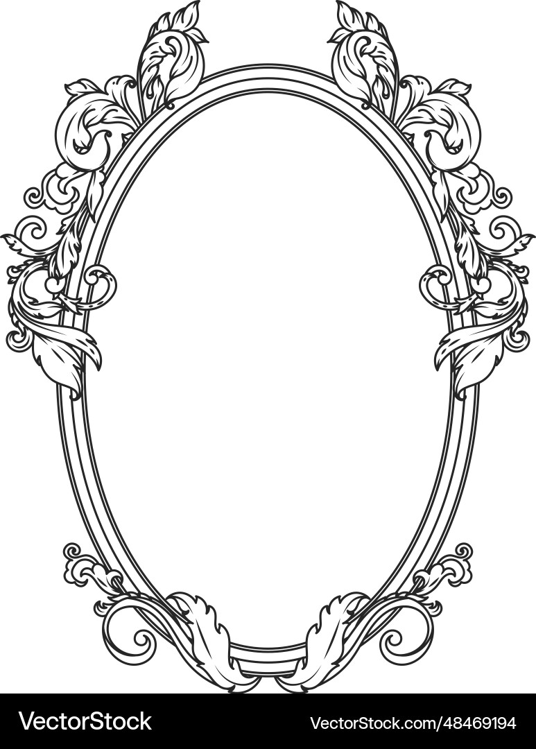 Baroque Filigree Circle Frame Vector Image