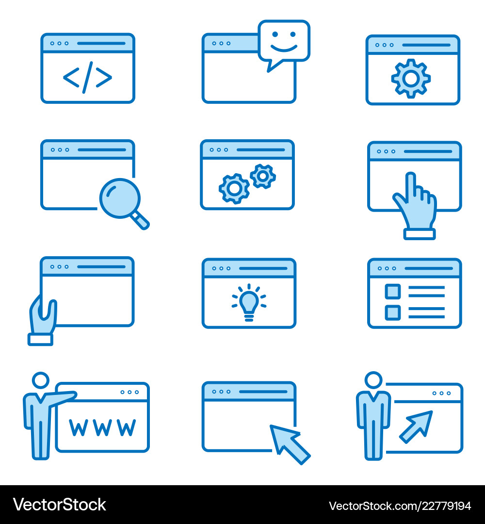 Browser Line Icon Set - Web & Internet vector image