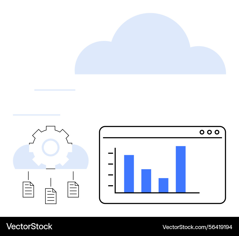 Cloud data management with bar graph analytics Cloud data management with bar graph analytics vector image