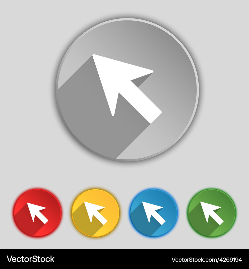 Cursor arrow icon sign symbol on five flat buttons Vector Image