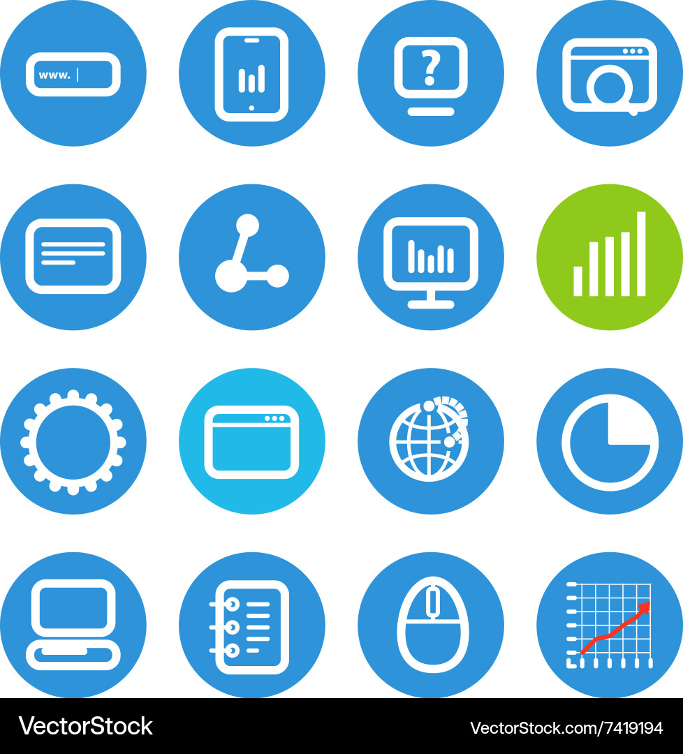 Different seo icons set with rounded corners vector image