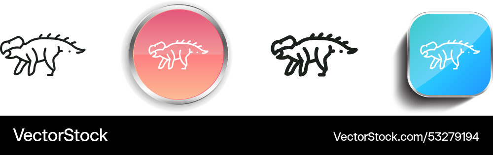 Dinosaur icon thin linear regular and button Dinosaur icon thin linear regular and button Vector Image
