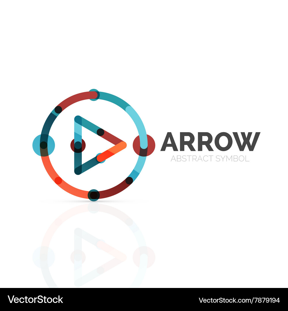 Linear arrow abstract logo connected multicolored Vector Image