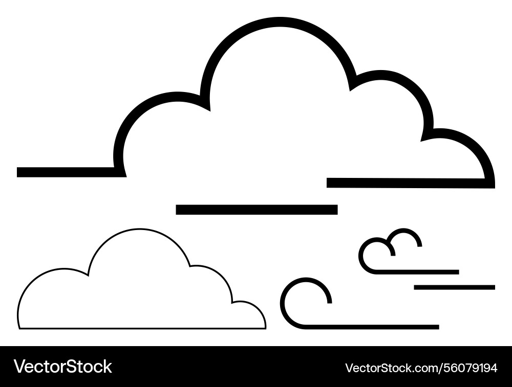 Minimalist cloud and wind icon set with simple Minimalist cloud and wind icon set with simple vector image