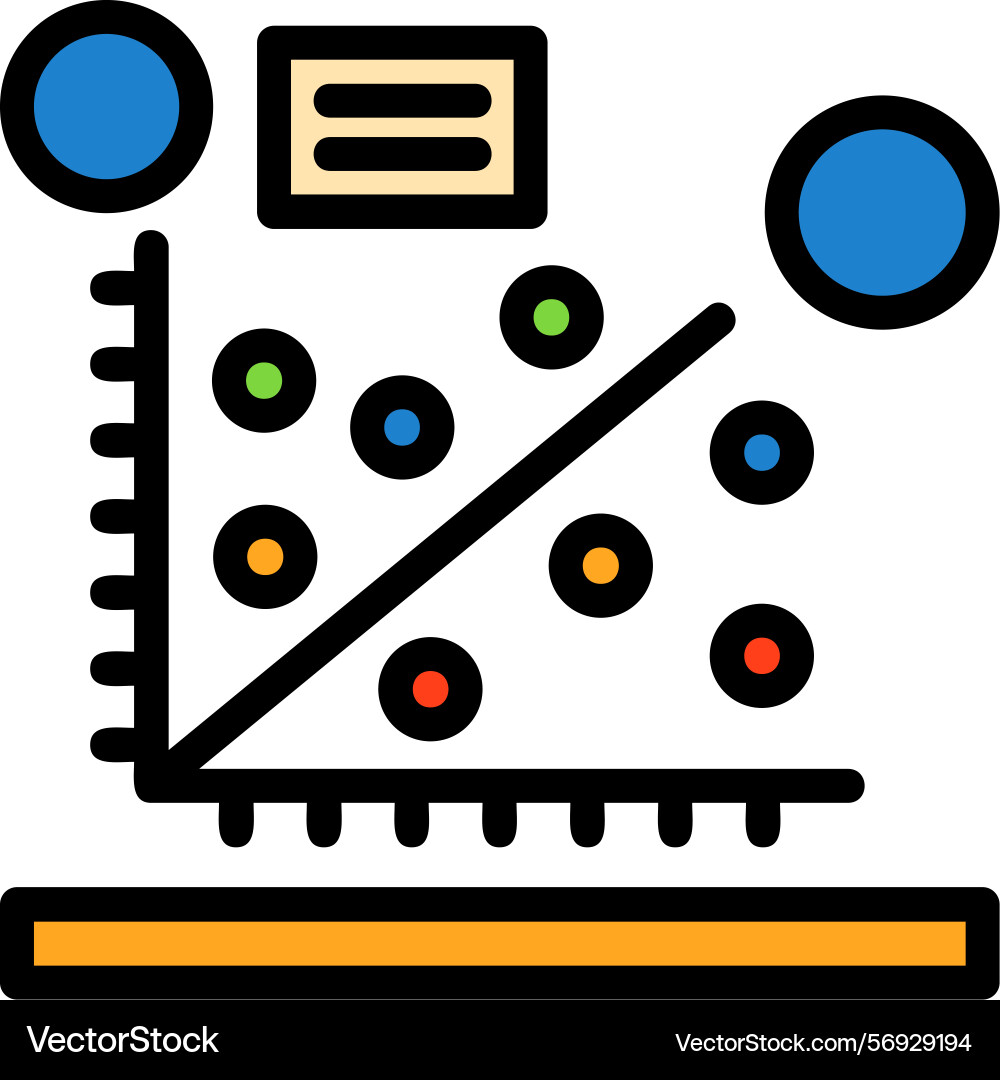 Scatter plot line filled style icon design vector image