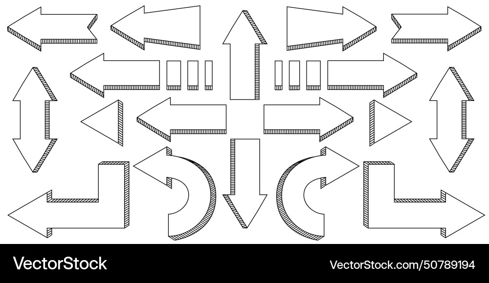 Set of various sketch arrows Set of various sketch arrows Vector Image